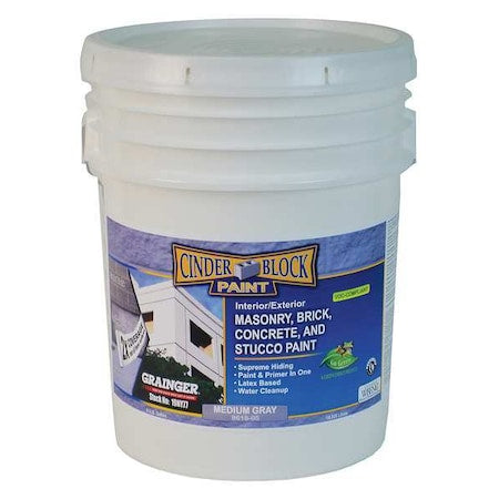 RAE 9618-05 Exterior Paint, Flat, Water Base, Medium Gray, 5 gal