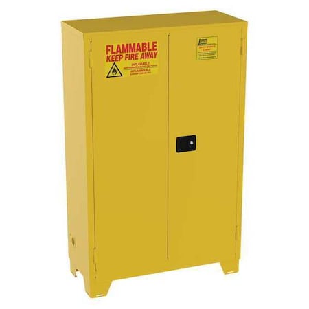 Jamco FS45YP Hazardous Material Storage Cabinet, 45 gal, 2 Shelves, Steel, 43 in W x 70 in H x 18 in D, Yellow