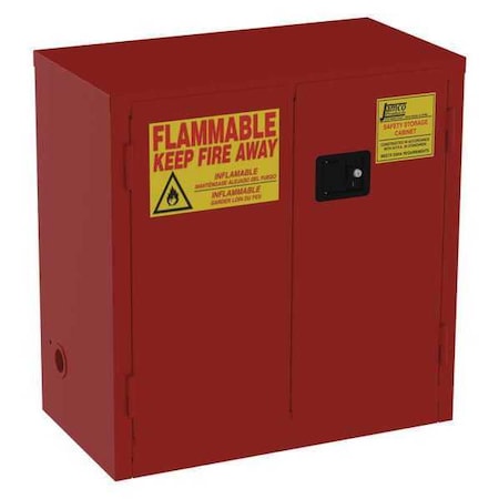 Jamco BP30RP Hazardous Material Storage Cabinet, 30 gal, 2 Shelves, Steel, 34 in W x 35 in H x 18 in D, Red