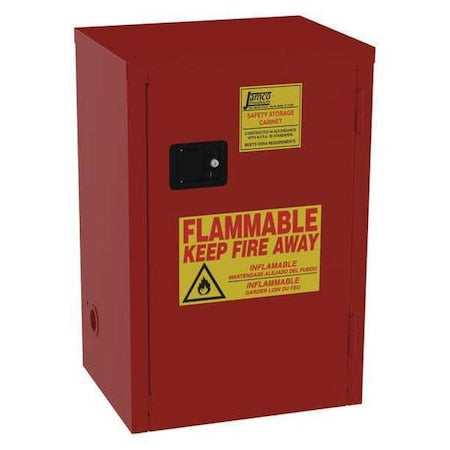 Jamco BN18RP Hazardous Material Storage Cabinet, 18 gal, 2 Shelves, Steel, 23 in W x 35 in H x 18 in D, Red