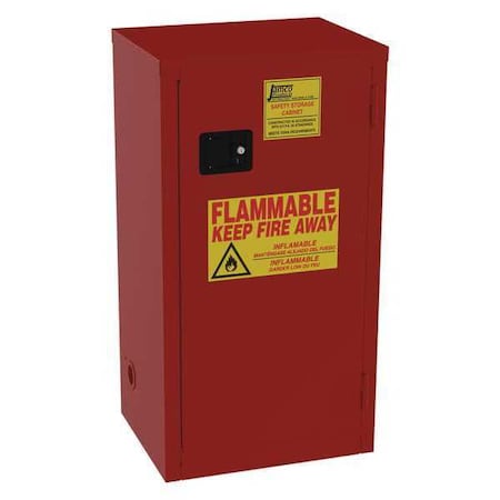 Jamco BN24RP Hazardous Material Storage Cabinet, 24 gal, 3 Shelves, Steel, 23 in W x 44 in H x 18 in D, Red