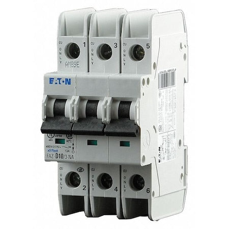 Eaton FAZ-D4/3-NA IEC Miniature Circuit Breaker, FAZ-NA Series, 4A, 3 Pole, 277/480V AC, 10kA at 277/480V AC, D Curve