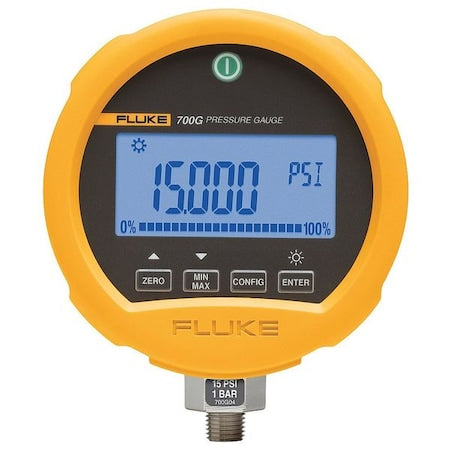 Fluke FLUKE-700GA4 Digital Test Pressure Gauge, 0 to 15 psi, 3 3/4 in Dial, 1/4 in NPT, Bottom Location