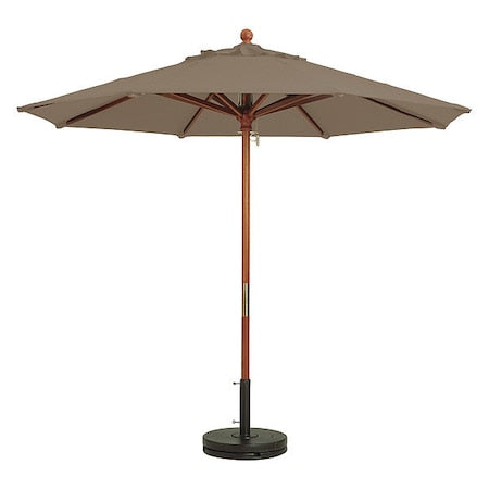 Grosfillex 98918131 Market Wood Patio Umbrella, 9 ft., Wooden Pole, Taupe