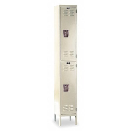 Hallowell U1558-2PT Wardrobe Locker, 15 in W, 15 in D, 78 in H, (1) Wide, (2) Tier, Tan