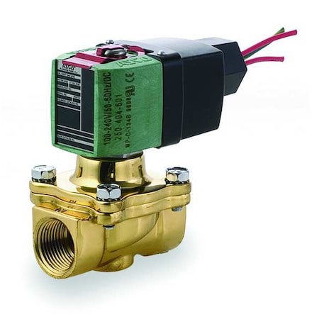 Asco 8210P094 Solenoid Valve, 2-Way, 2-Position, Normally Closed, 1/2 in Pipe Size, 100V to 240V AC/DC, High Flow