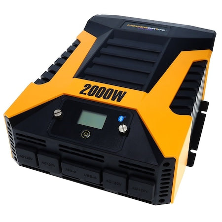 Powerdrive PWD2000P Power Inverter, Modified Sine Wave, 4,000 W Peak, 2,000 W Continuous, 4 Outlets