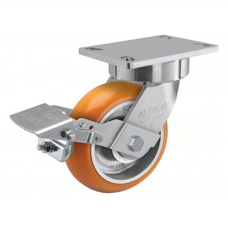 Albion 38AN06228SFBK Plate Caster, Swivel, Polyurethane, 7 1/2