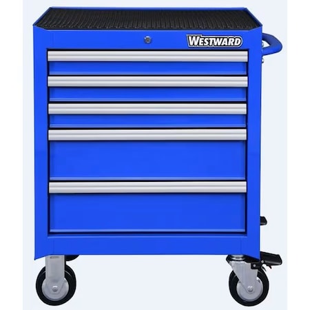 Westward 32H896 Rolling Tool Cabinet, 5-Drawers, Powder Coated Blue, 27