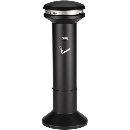 Rubbermaid Commercial FG9W3400BLA Infinity Cigarette Receptacle, 6-11/16 gal., Black
