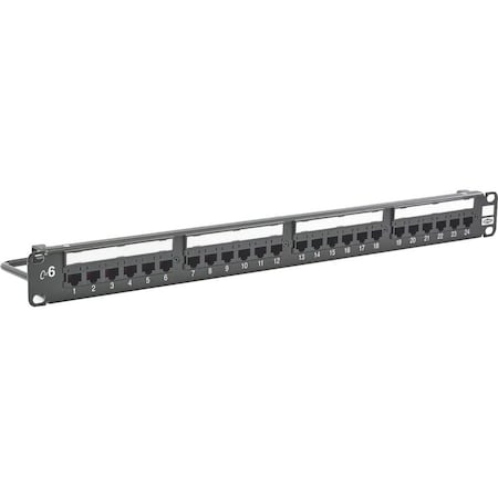 Hubbell Premise Wiring HP624 Hubbell Patch Panels, Cat6, 24-Port, UniversalWiring - 24 Port(s) - 24 x RJ-45 - 1U High - Black