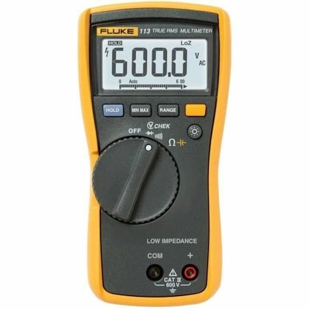 Fluke FLUKE-113 Digital Multimeter, 600 V Max DC, 0 V Max AC, TRMS, 6,000 Instrument Counts, Backlit LCD