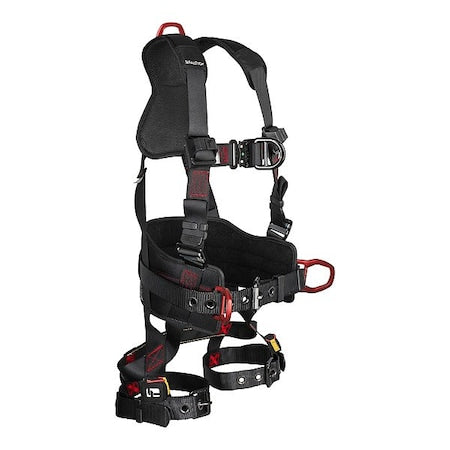 Falltech 8144FDL FT-Iron Full Body Harness, L, 425 lb, Quick-Connect Chest/ Tongue Leg Straps, Back, Chest D-Ring