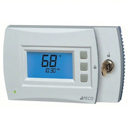 Peco T4932SCH-002 Programmable Thermostat, 7 Programs, 3 H, 3 C, Wall Mount, Hardwired/Battery, 24V AC
