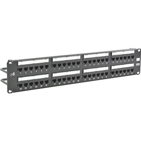 Hubbell Premise Wiring HP648 Patch Panel, 3.46 in.H, 6 Category, Steel