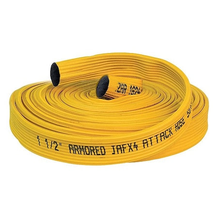 JAFX4 56H15FX4-50 Fire Hose, 4-Layer, 1 1/2 in Hose Inside Dia., Reinforced Extruded Rubber Hose Tube, Yellow