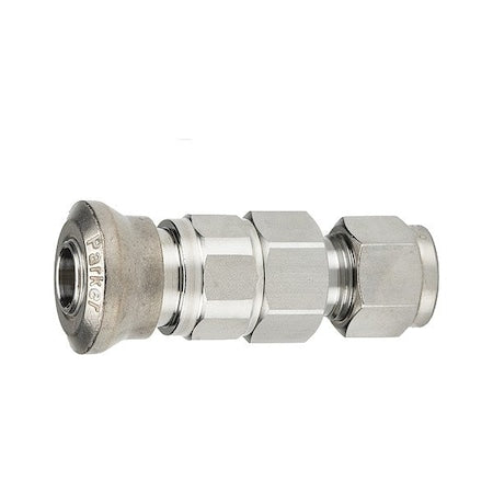 Parker 8A-Q8CY-SSP Coupler, 316 Stainless Steel, Fluorocarbon, Push-to-Connect