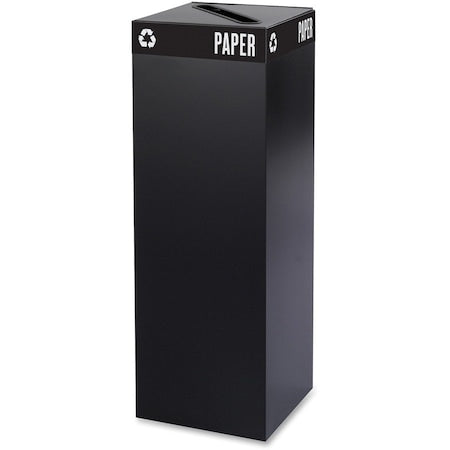 Safco 2984BL 42 gal Square Recycling Bin, Open Top, Black, Steel, 1 Openings