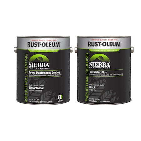 Rust-Oleum 248290 Epoxy Activator and Finish Kit, Black, High Gloss, 1 gal, 230 to 340 sq ft/gal, S60 Series