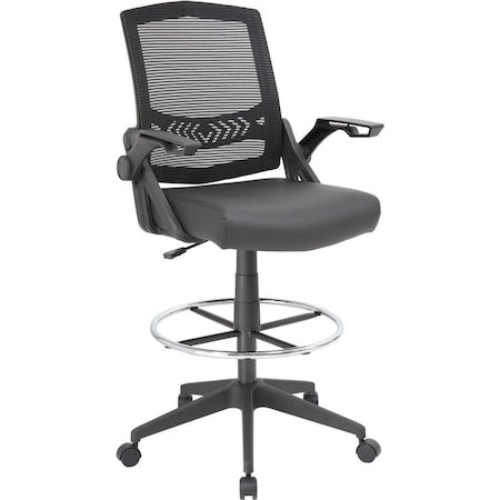 Boss Office Products B16223-BK Mesh Drafting Stool w/ Flip Arms