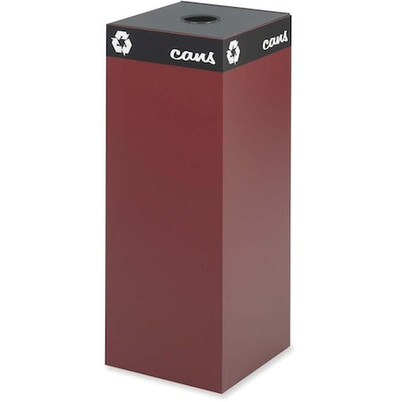 Safco 2983BG 37 gal Square Recycling Bin, Open Top, Red, Steel, 1 Openings