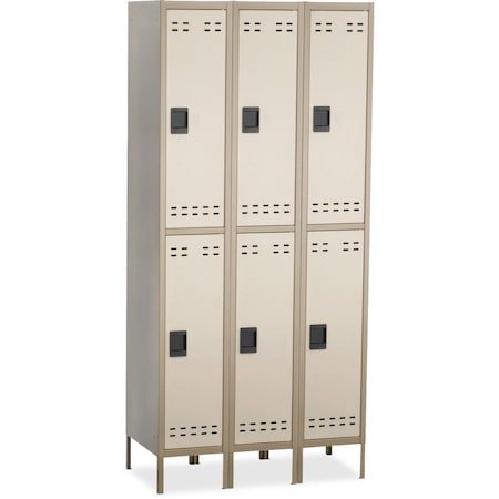 Safco 5526TN Wardrobe Locker, 36 in W, 18 in D, 78 in H, (2) Tier, (3) Wide, Tan