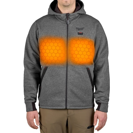 Milwaukee Tool M200G-203X Men's Heated Hoodie, Up to 8 hours Time, Zipper Closure, Gray, Size 3XL