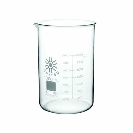 United BG1000-10000 Beaker, Low-Form, Borosilicate, 10000 mL