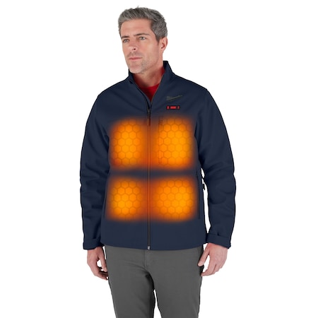 Milwaukee Tool M100U-213X M12 Heated TOUGHSHELL Men's Jacket, Blue, Heats 3 to 12 Hours, 3 Outside Pockets, 3XL