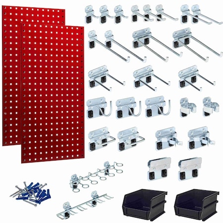 Triton Products LB18-RKit 30 pc LocHook Assortment & Hanging Bin System W/ (2) 18