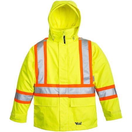 Viking 6400JG-XL 3-in-1 Tri-Zone Rain Jacket, 300 Denier Polyester/PVC, Class 3 Type R, Yellow/Green, XL