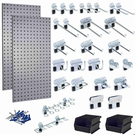 Triton Products LB18-GKit 30 pc LocHook Assortment & Hanging Bin System W/ (2) 18