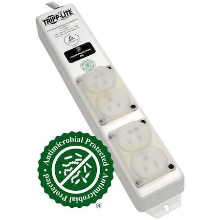 Tripp Lite SPS406HGULTRA Outlet Strip, Surge, Hospital Grade, 4 5-15R-HG, 5-15P-HG, 6 ft., White