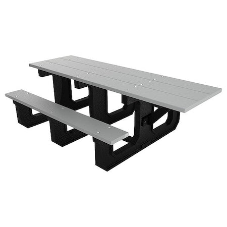 Ultrasite PB 6GRAPARKPADA Rectangle Picnic Table, Gray, Vandal Resistant Resinwood, 90 in L, 29-3/4 in H Overall Plank