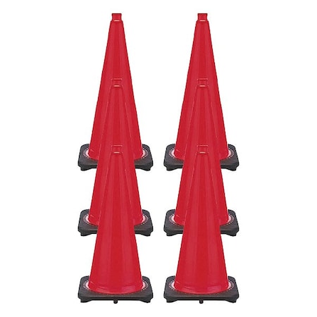 MR. Chain 93205-6 Traffic Cone, Red, 28 in H, PVC