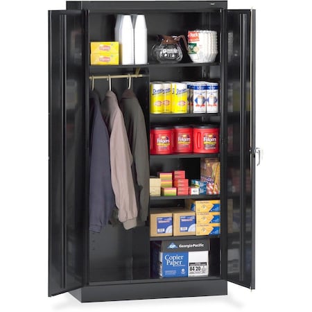 Tennsco 7214BK Combo Wardrobe Storage Cabinet, 72 in H, 36 in W, 18 in D, Swing, Keyed, Black, 5 Shelves, 0 Drawers