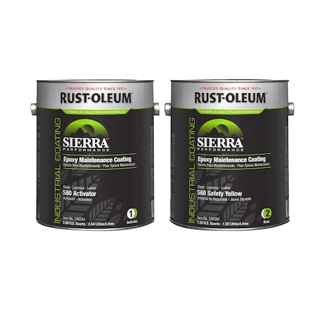 Rust-Oleum 248288 Epoxy Activator and Finish Kit, Safety Yellow, High Gloss, 1 gal, 230 to 340 sq ft/gal, S60 Series