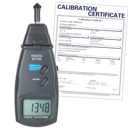 Reed Instruments R7100-NIST Tachometer, +/-0.05% RPM Acc, LCD