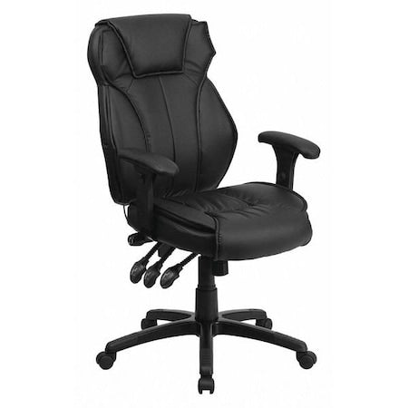 Flash Furniture BT-9835H-GG Contemporary Chair Black High Back Exec Chair, Adjustable Arms, 17-1/2