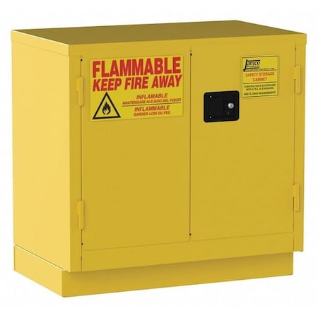 Jamco BT22YP Hazardous Material Storage Cabinet, 22 gal, 1 Shelves, Steel, 36 in W x 35 in H x 22 in D, Yellow