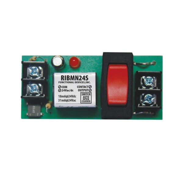 RIBMN24S Functional Devices 24V panel relay, 15 amp, SPST with override