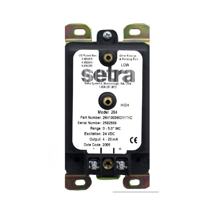 2641001WB11T1C Setra Controls Bidirectional transducer 4-20mA +/- 1 in. Wc