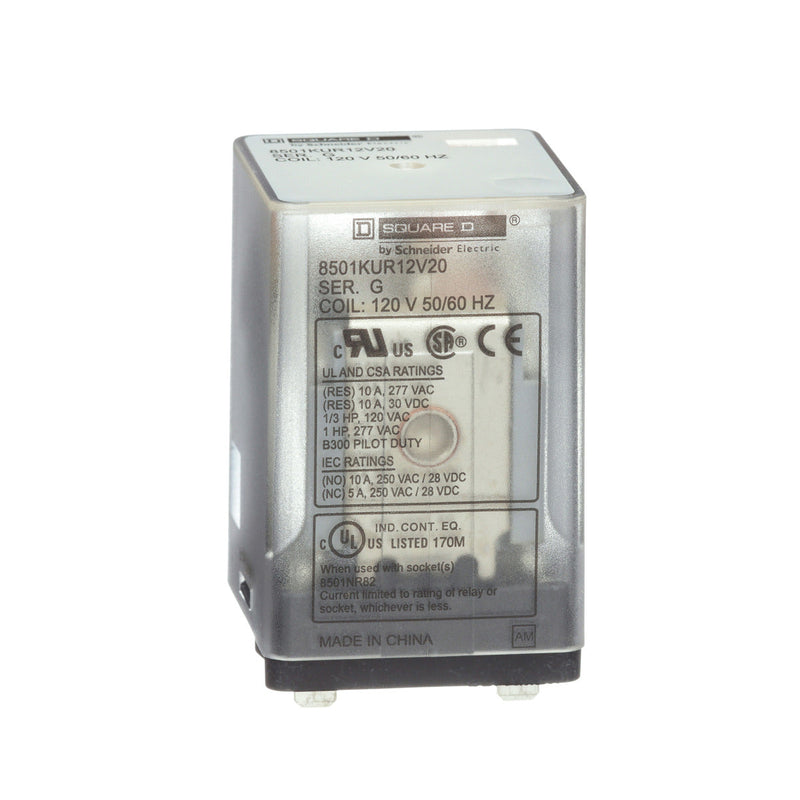 8501KUR12V20 Schneider Electric Relay 120VAC DPDT Plug-In